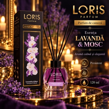 Loris Parfum Lavandă & Mosc 120 ml – Odorizant de Cameră cu Bețișoare Parfumate - Img 6