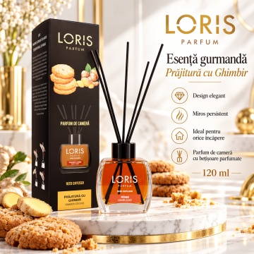 Loris Parfum Prăjitură cu Ghimbir 120 ml – Odorizant de Cameră cu Bețișoare Parfumate - Img 2