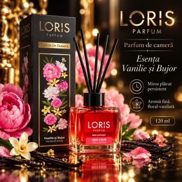Loris Parfum Vanilie & Bujor 120 ml – Odorizant de Cameră cu Bețișoare Parfumate - Img 5