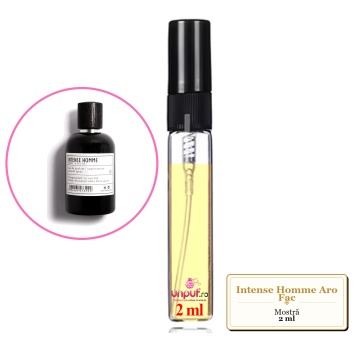 Mostra fiola din Intense Homme Aro Fac, decant sticla cu pulverizator