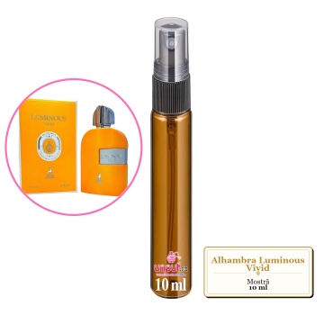 Mostra fiola din Parfumul Alhambra Luminous Vivid, decant sticla cu pulverizator