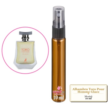 Mostra fiola din Parfumul Alhambra Toro Pour Homme Glace, decant sticla cu pulverizator