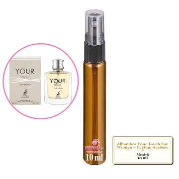 Mostra fiola din Parfumul Alhambra Your Touch For Women – Parfum Arabesc, decant sticla cu pulverizator