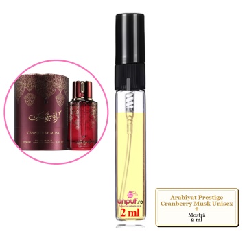 Mostra fiola din Parfumul Arabiyat Prestige Cranberry Musk Unisex, decant sticla cu pulverizator