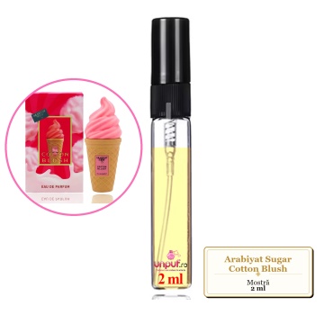 Mostra fiola din Parfumul Arabiyat Sugar Cotton Blush, decant sticla cu pulverizator