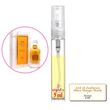 Mostra fiola din Parfumul Ard Al Zaafaran Ithra Mango Musk, decant sticla cu pulverizator - Img 4