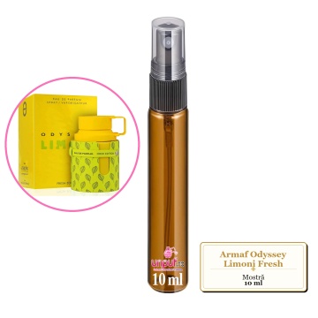Mostra fiola din Parfumul Armaf Odyssey Limoni Fresh, decant sticla cu pulverizator