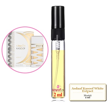 Mostra fiola din Parfumul Asdaaf Kasoof White Extract, decant sticla cu pulverizator