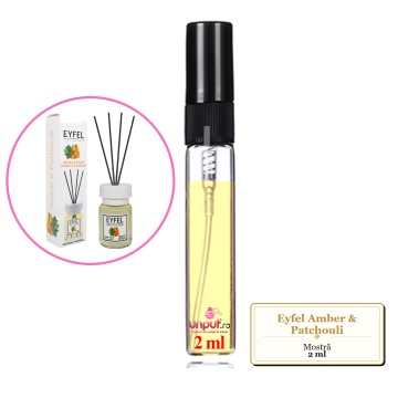 Mostra fiola din Parfumul Eyfel Amber & Patchouli, decant sticla cu pulverizator