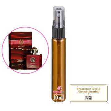 Mostra fiola din Parfumul Fragrance World Abraaj Carmine, decant sticla cu pulverizator