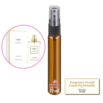 Mostra fiola din Parfumul Fragrance World Canal De Moiselle, decant sticla cu pulverizator