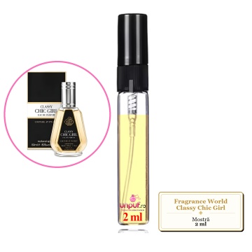 Mostra fiola din Parfumul Fragrance World Classy Chic Girl, decant sticla cu pulverizator - Img 2