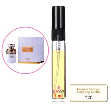Mostra fiola din Parfumul French Avenue Coconut Leche, decant sticla cu pulverizator