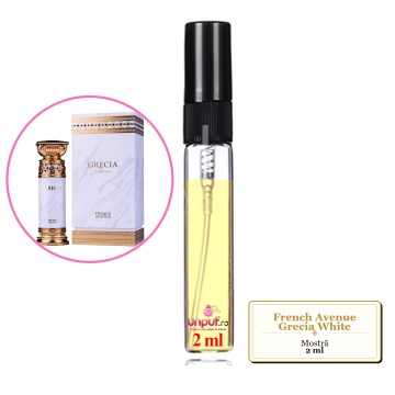 Mostra fiola din Parfumul French Avenue Grecia White, decant sticla cu pulverizator