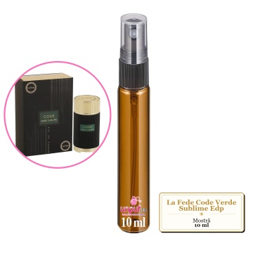Mostra fiola din Parfumul La Fede Code Verde Sublime Edp, decant sticla cu pulverizator - Img 3