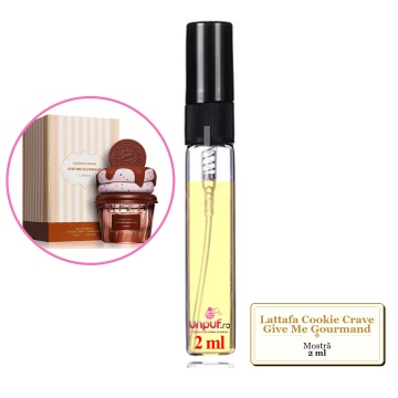 Mostra fiola din Parfumul Lattafa Cookie Crave Give Me Gourmand, decant sticla cu pulverizator