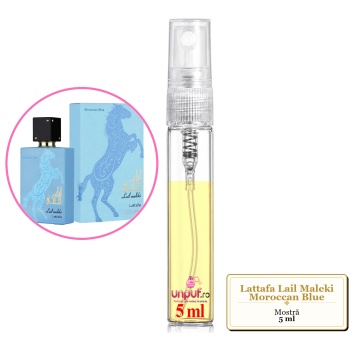 Mostra fiola din Parfumul Lattafa Lail Maleki Moroccan Blue, decant sticla cu pulverizator - Img 4