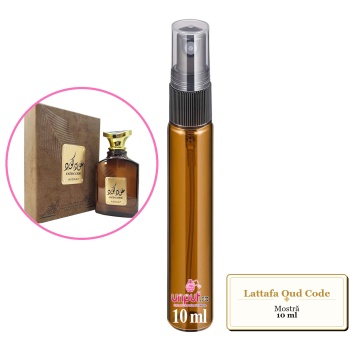 Mostra fiola din Parfumul Lattafa Oud Code, decant sticla cu pulverizator