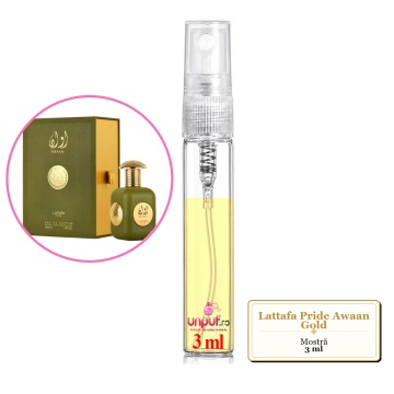 Mostra fiola din Parfumul Lattafa Pride Awaan Gold, decant sticla cu pulverizator - Img 3