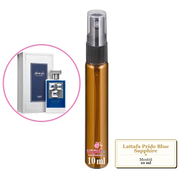 Mostra fiola din Parfumul Lattafa Pride Blue Sapphire, decant sticla cu pulverizator