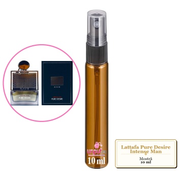 Mostra fiola din Parfumul Lattafa Pure Desire Intense Man, decant sticla cu pulverizator