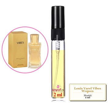 Mostra fiola din Parfumul Louis Varel Vibes Women, decant sticla cu pulverizator