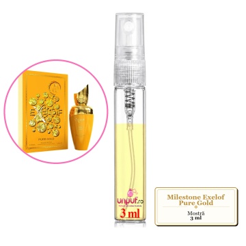 Mostra fiola din Parfumul Milestone Exelof Pure Gold, decant sticla cu pulverizator - Img 2