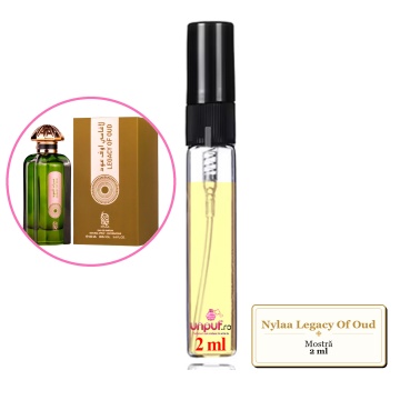 Mostra fiola din Parfumul Nylaa Legacy Of Oud, decant sticla cu pulverizator