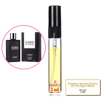 Mostra fiola din Parfumul Pendora Scents Clasico De Profumo Black, decant sticla cu pulverizator - Img 1