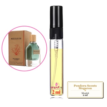 Mostra fiola din Parfumul Pendora Scents Megaron, decant sticla cu pulverizator
