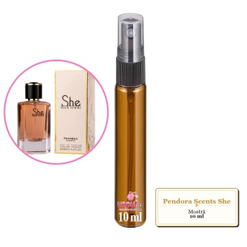 Mostra fiola din Parfumul Pendora Scents She, decant sticla cu pulverizator