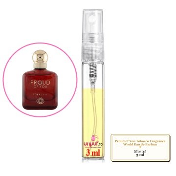 Mostra fiola din Parfumul Proud of You Tobacco Fragrance World Eau de Parfum, decant sticla cu pulverizator - Img 3