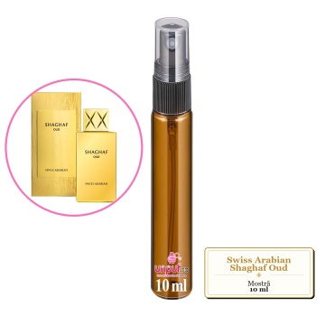 Mostra fiola din Parfumul Swiss Arabian Shaghaf Oud, decant sticla cu pulverizator