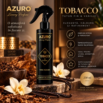 Odorizant Cameră Azuro Tobacco Air Freshener, Parfum Ambiental Intens cu Note Lemnoase, 250 ml