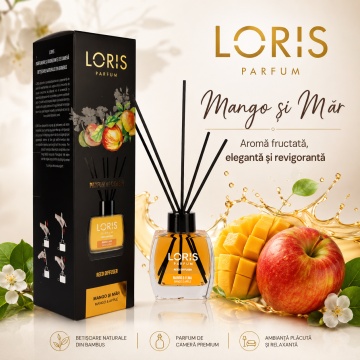 Odorizant de Cameră cu Bețișoare Parfumate Loris Mango și Măr, 120 ml, Esență Fructată, Miros Plăcut și Persistent - Img 6