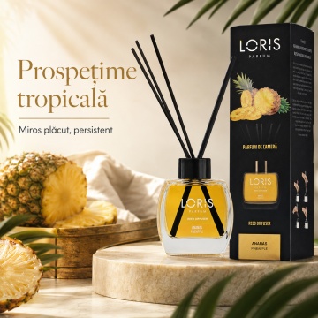 Odorizant de Cameră cu Bețișoare Parfumate Loris Parfum Ananas, 120 ml, Esență Tropicală, Miros Plăcut și Persistent - Img 7