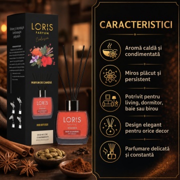 Odorizant de Cameră cu Bețișoare Parfumate Loris Parfum Buchet de Condimente, 120 ml, Esență Condimentată, Miros Cald și Persistent - Img 3