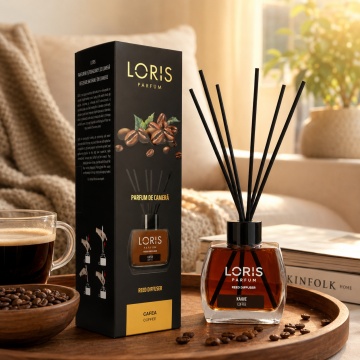 Odorizant de Cameră cu Bețișoare Parfumate Loris Parfum Cafea, 120 ml, Esență Coffee, Miros Cald și Persistent - Img 2
