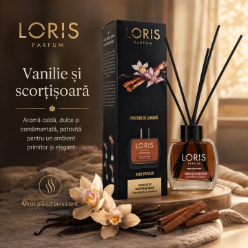 Odorizant de Cameră cu Bețișoare Parfumate Loris Parfum Vanilie și Scorțișoară, 120 ml, Esență Caldă și Condimentată, Miros Plăcut și Persistent - Img 7