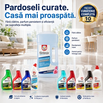 Pachet complet solutii curatenie Klintensiv HOME 10 Casa Completa, pentru bucatarie, baie, WC, geamuri, pardoseli, inox, cuptor si plita, 10 produse, 5,75 L, 4x Stickere - Img 5