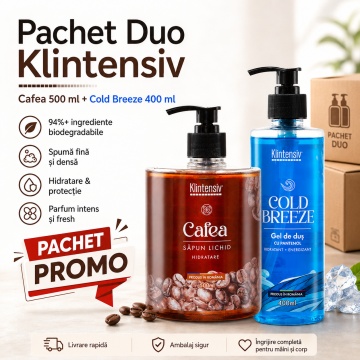 Pachet ingrijire corp Klintensiv – sapun lichid Cafea 500 ml si gel de dus hidratant Cold Breeze 400 ml, 500 ml + 400 ml - Img 6