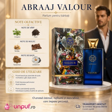 Parfum Arăbesc Abraaj Valour Fragrance World 100 ml, Apă de Parfum Bărbat, Aromă Lemnos Condimentată Masculină cu Grapefruit, Bergamotă, Piper, Cedru, Geranium, Lavandă, Paciuli, Ambră, Mosc și Vetiver - Img 9
