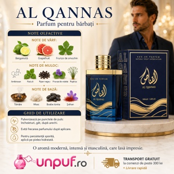 Parfum Arăbesc Al Qannas Ard Al Zaafaran 100 ml, Apă de Parfum Unisex Damă și Bărbat, Aromă Lemnos Aromatică Inspirată de Dylan Blue - Img 9