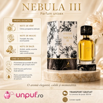 Parfum Arăbesc Alhambra Nebula III Maison Alhambra 100 ml, Apă de Parfum Unisex, Damă și Bărbat, Aromă Oriental Modernă, Inspirat Chanel No 5 Hair Mist - Img 9