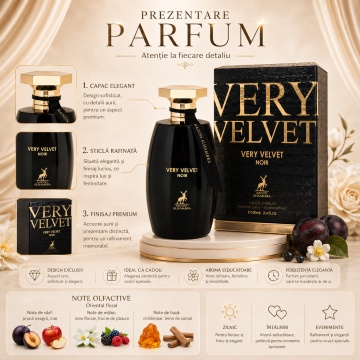 Parfum Arăbesc Alhambra Very Velvet Noir Maison Alhambra 100 ml, Apă de Parfum Damă, Aromă Oriental Ambrată, Inspirat Very Sexy Night - Img 3