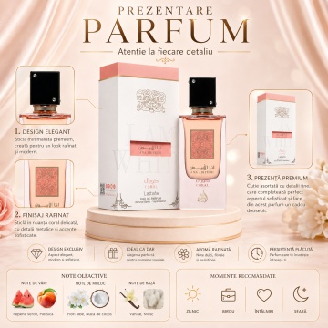 Parfum Arăbesc Ana Abiyedh Coral Lattafa 60 ml, Apă de Parfum Unisex, Aromă Floral Fructată cu Pepene Roșu, Piersică, Portocală, Cocos, Vanilie și Mosc - Img 3