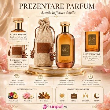 Parfum Arăbesc Ard Al Zaafaran Mousuf 100 ml, Apă de Parfum Unisex, Damă și Bărbat, Inspirat 1 Million Lucky, Aromă Oriental Arabescă Dulce Fructată cu Bergamotă, Condimente, Șofran, Iasomie, Lemn de Santal, Trandafir, Oud, Ambră, Mosc și Vanilie - Img 3