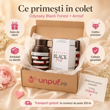 Parfum Arăbesc Armaf Odyssey Black Forest Dessert 100 ml, Apă de Parfum Unisex Damă și Bărbat, Aromă Oriental Ambrată, Dulce, Gurmandă și Memorabilă - Img 4
