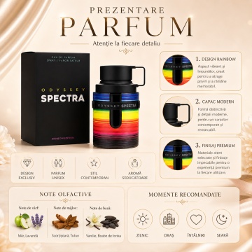 Parfum Arăbesc Armaf Odyssey Spectra Rainbow Edition 100 ml, Apă de Parfum Unisex Damă și Bărbat, Aromă Aromatic Orientală, Vibrantă, Dulce Condimentată și Memorabilă, Inspirată de Ultra Male - Img 3