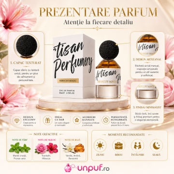 Parfum Arăbesc Artisan Perfumery Hibiscus Magic Fragrance World 80 ml, Apă de Parfum Unisex, Damă și Bărbat, Aromă Aromatic Orientală cu Citrice, Condimente, Note Proaspete, Flori Albe, Lavandă, Note Calde, Cedru, Ambră și Mosc - Img 3